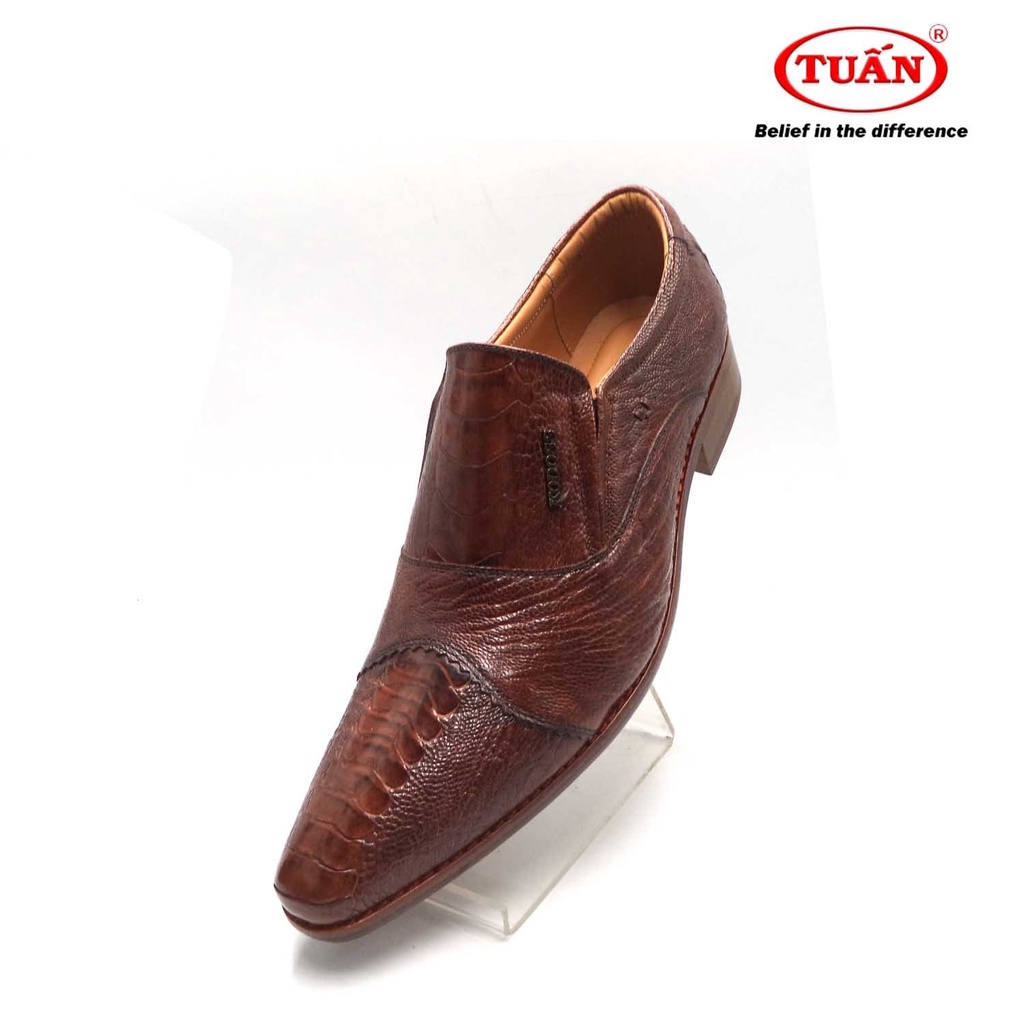 Giày nam cao cấp da ĐÀ ĐIỂU đế DA khâu thủ công handmade thương hiệu Tuấn GXHU-174