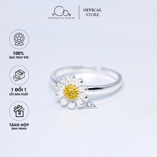 Nhẫn bạc moonsilver, nhẫn bạc nữ hình hoa cúc họa mi Bạc 925 Moonsilver