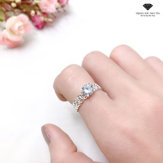 Nhẫn Bạc Nữ Kim Tiền Đính Đá Cao - Bảo Tín