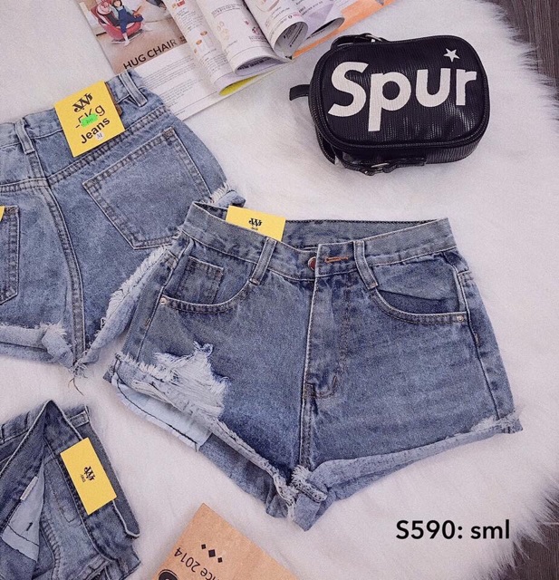 Short jeans rách 1 bên tua lai lưng cao 571