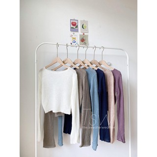 Áo croptop dài tay len tơ mỏng