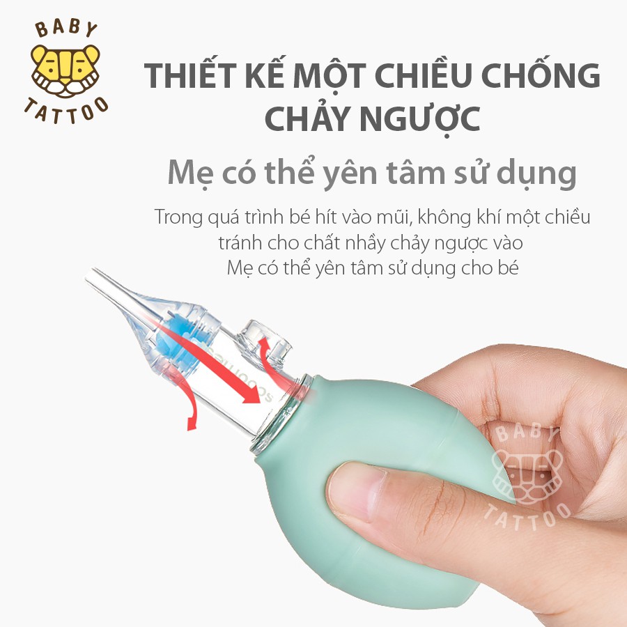 BABY TATTOO Dụng Cụ Hút Dịch Mũi Đầu Silicone Kèm Nhíp An Toàn Cho Bé