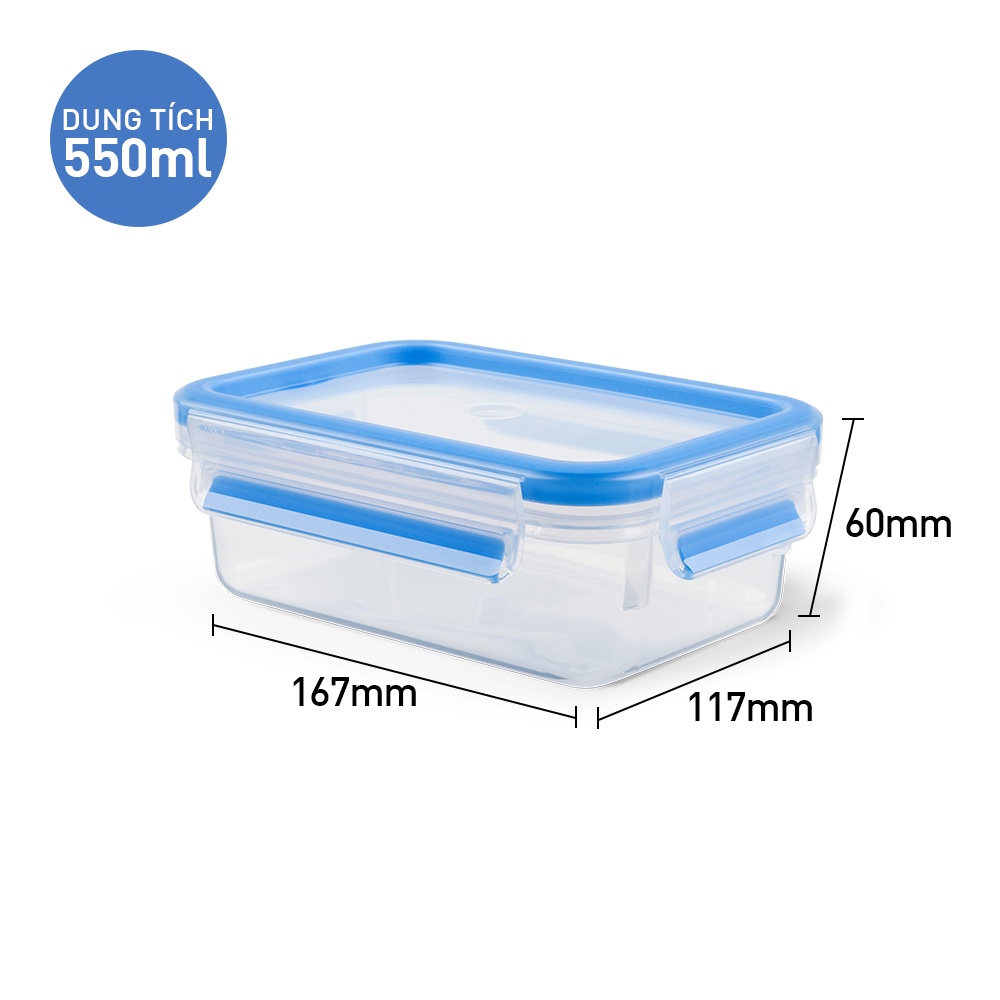 [LIFEMC11BPC -8% đơn 350K] Hộp nhựa vuông Tefal Masterseal Fresh K3021122 - 0.55L - xanh