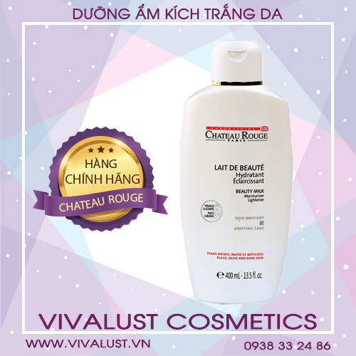 Sữa Dưỡng Kích Trắng Da CHATEAU ROUGE Lait De Beaute Soin Unifiant (400ml) - Dùng Cho Mặt và Toàn Thân - HÀNG CHÍNH HÃNG