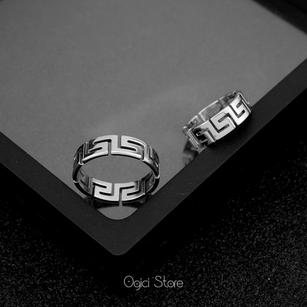 Nhẫn nam nữ thép không gỉ thời trang, Nhẫn nam Great Wall hoa văn độc đáo cá tính, Unisex