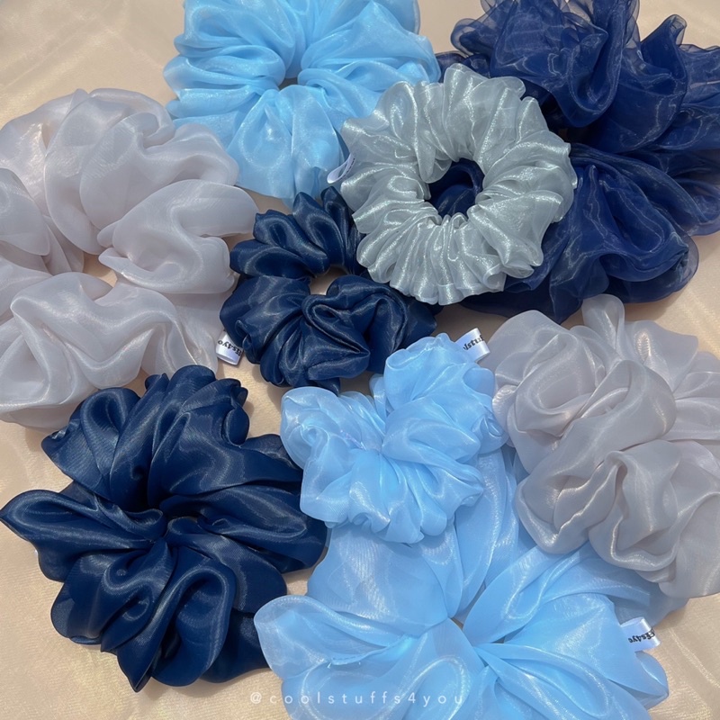 Buộc Tóc Scrunchies Voan Phồng Tone MÀU BIỂN 🌊 3 Size