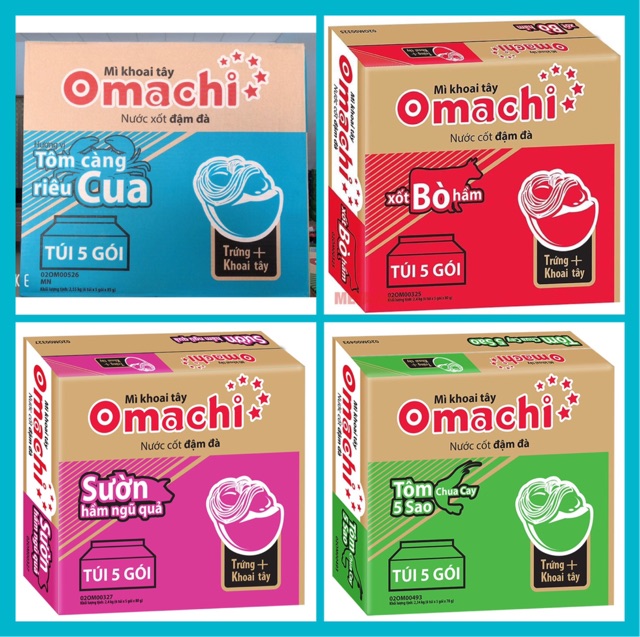 Combo 20 gói mì khoai Tây Omachi mix ngẫu nhiên vị (sườn/bò/chua cay) | BigBuy360 - bigbuy360.vn