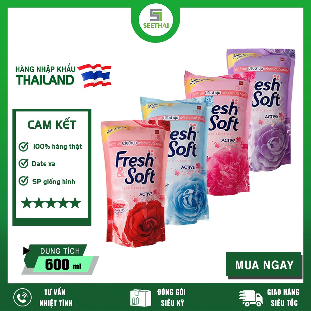Nước Xả Vải Đậm Đặc Fresh & Soft Thái Lan 600ml (Giao màu ngẫu nhiên)