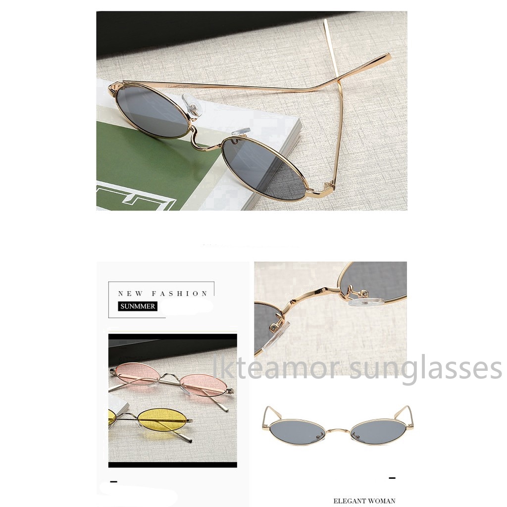 Kính mát cho nam gọng kim loại hình bầu dục nhỏ xinh phong cách cổ điển