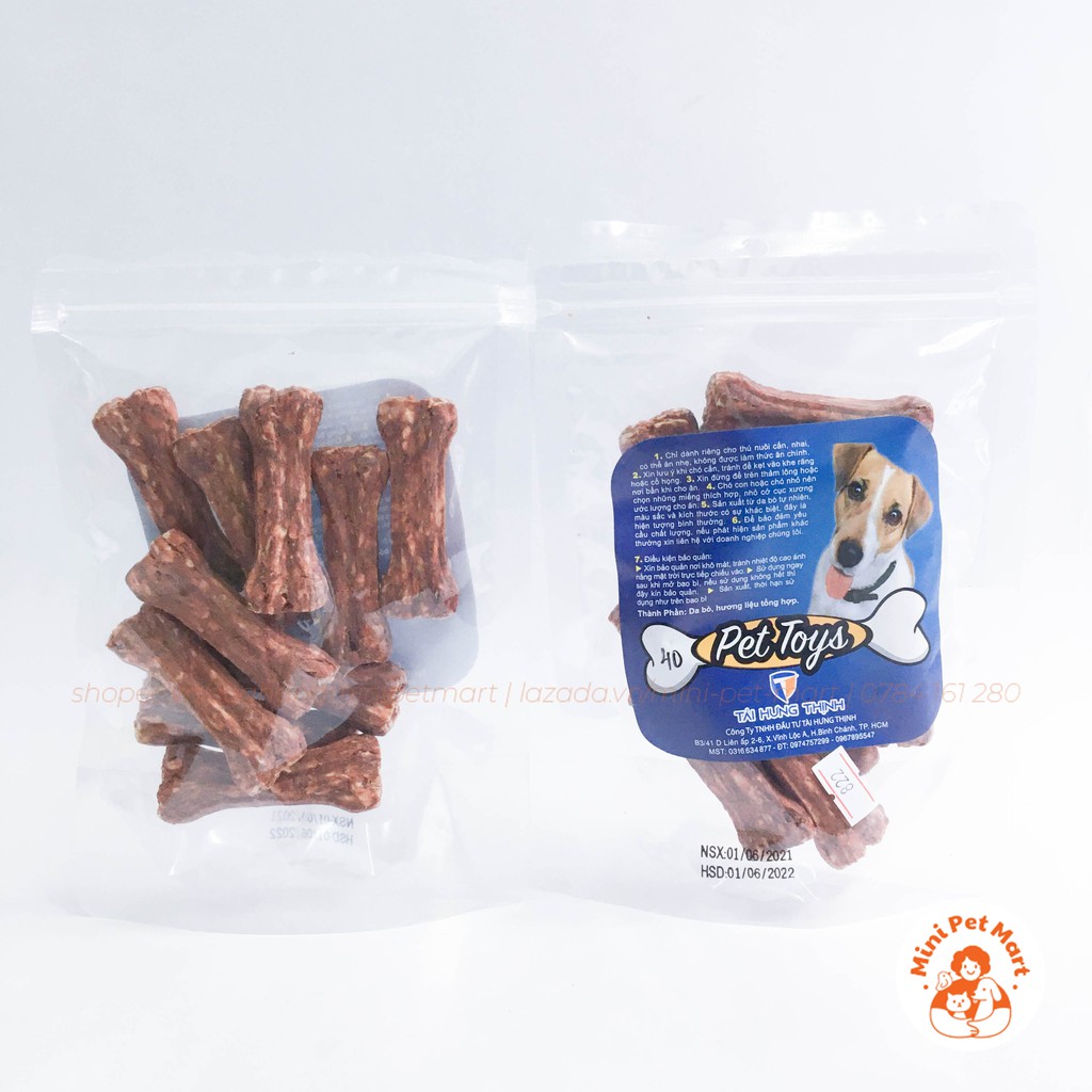 Xương gặm da bò TÀI HƯNG THỊNH 822 (10 cái) -bánh xương, snack, bánh thưởng, xương gặm cho chó