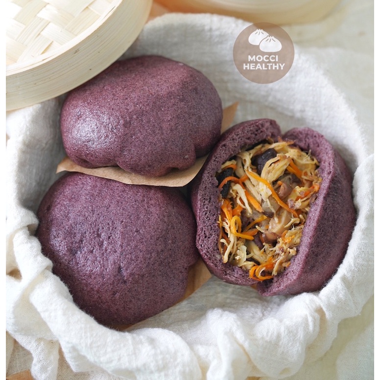 Bánh Bao Gạo Lứt Nhân Gà Nấm - For eatclean, DAS, Lowcarb &amp; Tiểu đường