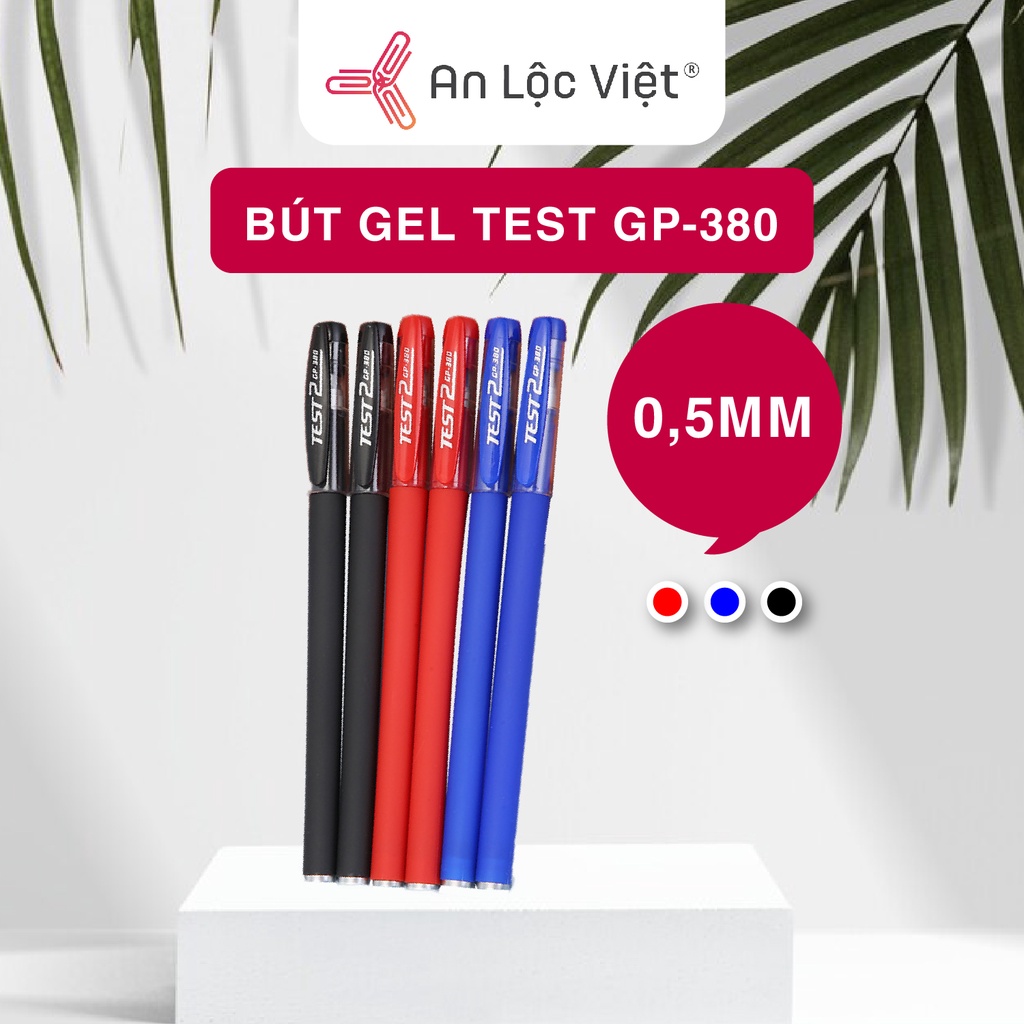 Combo 5 Cây Bút Mực Gel 0.5mm Test GP-380 Nhiều Màu (Xanh-Đỏ-Đen)