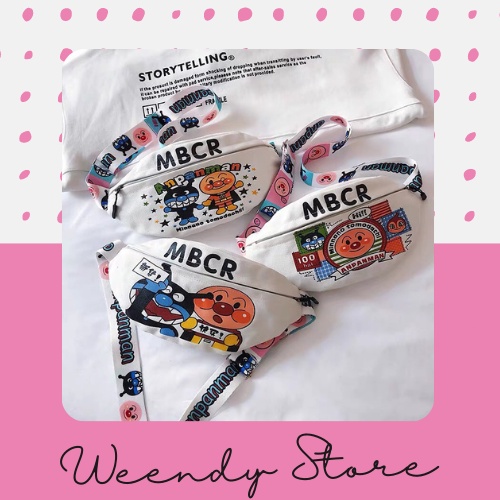 Túi Bao Tử Unisex Canvas Họa Tiết Hoạt Hình