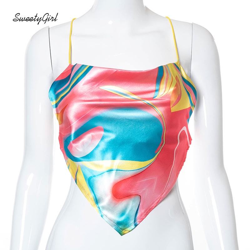 Áo Tank Top Hai Dây Màu Sắc Tương Phản Quyến Rũ Cho Nữ