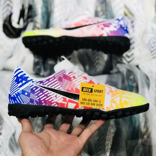 Giày Bóng Đá Mercurial Vapor 13 Academy Neymar Nõn Chuối Đỏ Xanh Biển Vạch Đen TF