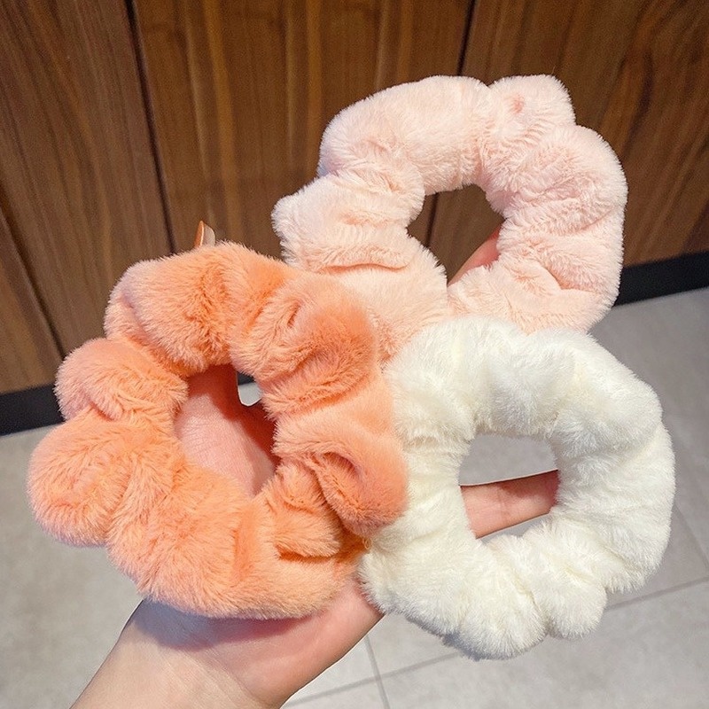 Dây Buộc Tóc Vải Nhung Scrunchies, Dây Cột Tóc Vải NhungTrơn Phong Cách Hàn Quốc