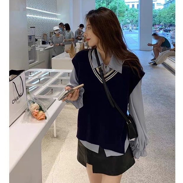 Áo len nữ không tay cổ chữ V màu sắc thời trang | BigBuy360 - bigbuy360.vn