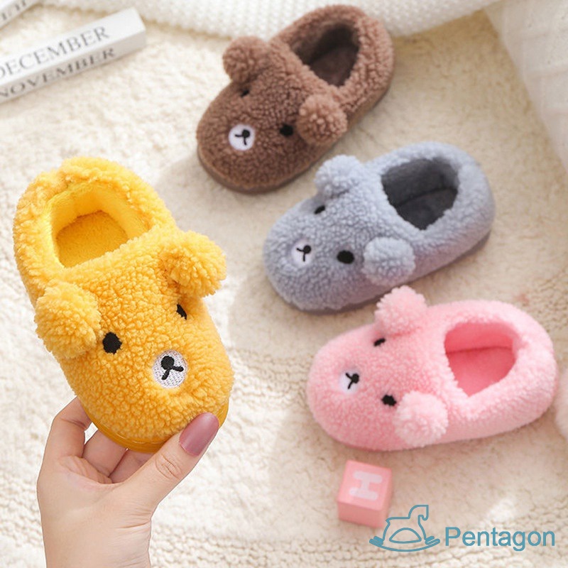 Dép Cotton Đi Trong Nhà Đế Mềm Chống Trượt Họa Tiết Hoạt Hình Dễ Thương Cho Bé