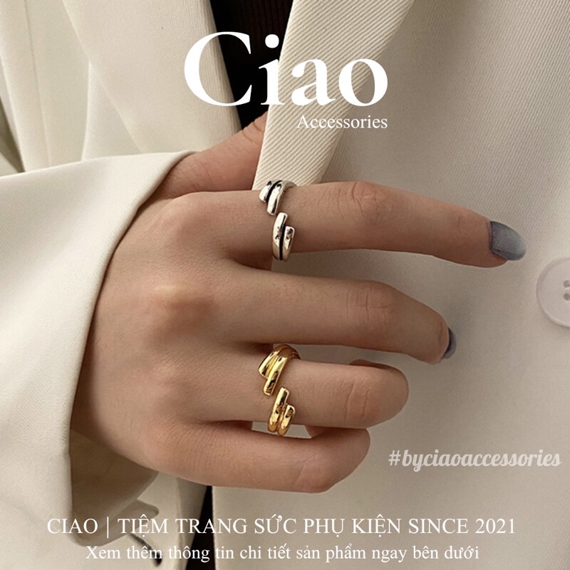 [HOẢ TỐC 1H] Nhẫn mạ bạc S925 thiết kế hoạ tiết mới lạ phong cách cá tính trendy Lopie Ciao