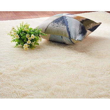Thảm lông trải sàn phòng ngủ, thảm lông mềm trang trí phòng khách màu trắng cao cấp 160x 120cm, 120x 80cm