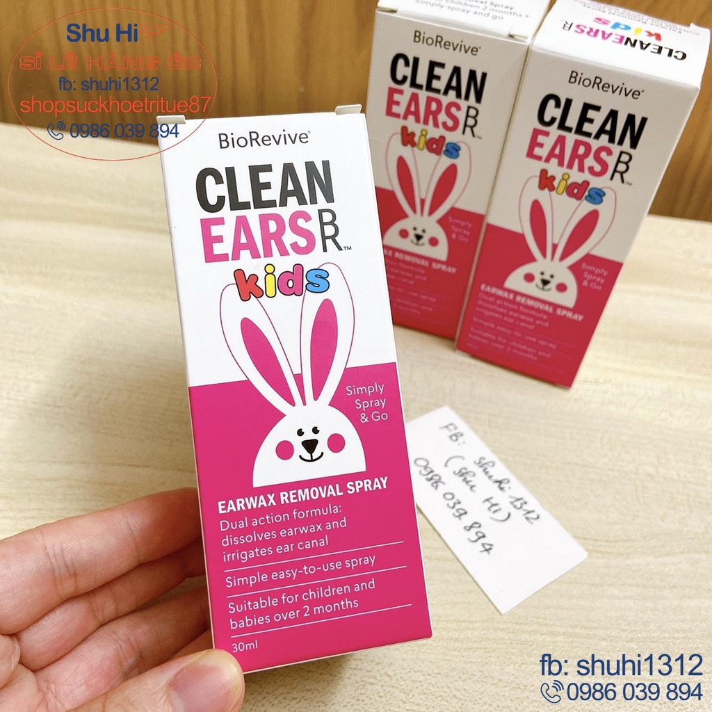 Xịt tan ráy tai clean ears kids 30ml cho bé từ 4 tuần tuổi trở lên úc, an toàn, hiệu quả