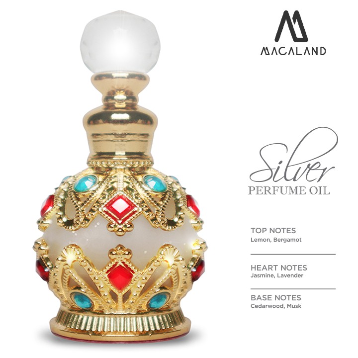 Nước hoa Unisex Silver 15ml MACALAND đậm đặc mẫu chai Ai Cập dành cho cả nam và nữ | Thế Giới Skin Care