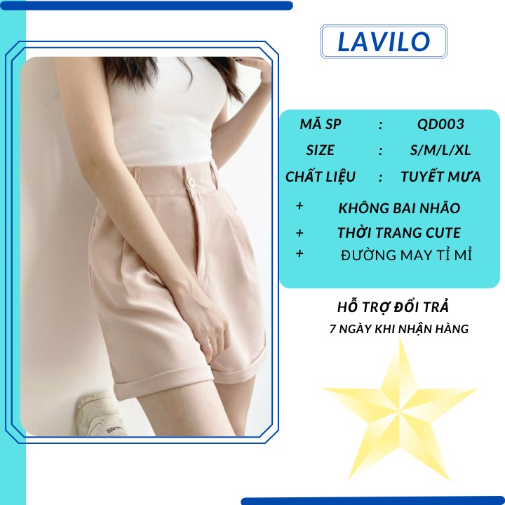 Quần Short đùi lững nữ gập gấu ống rộng lưng cạp cao ulzzang bigsize mùa hè LAVILO QD003 | BigBuy360 - bigbuy360.vn