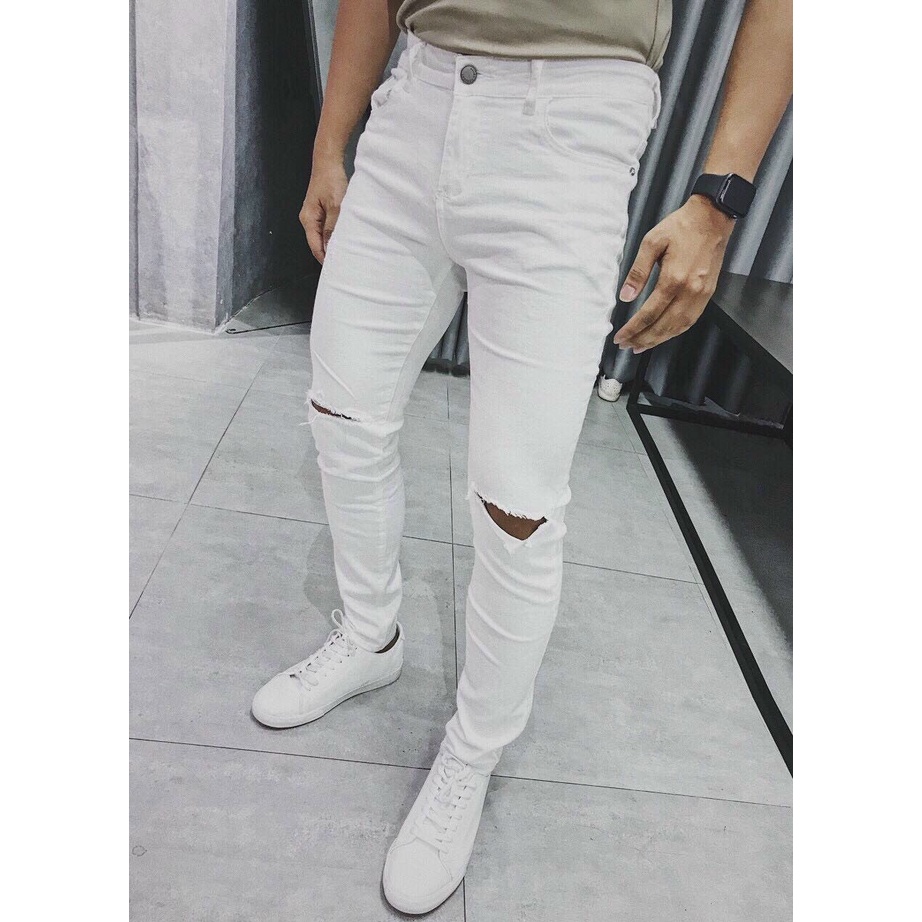 Quần jean nam màu Trắng chất demin cao cấp co dãn đẹp from dáng skinny mẫu mới thời trang cao cấp beautiulgilr t06