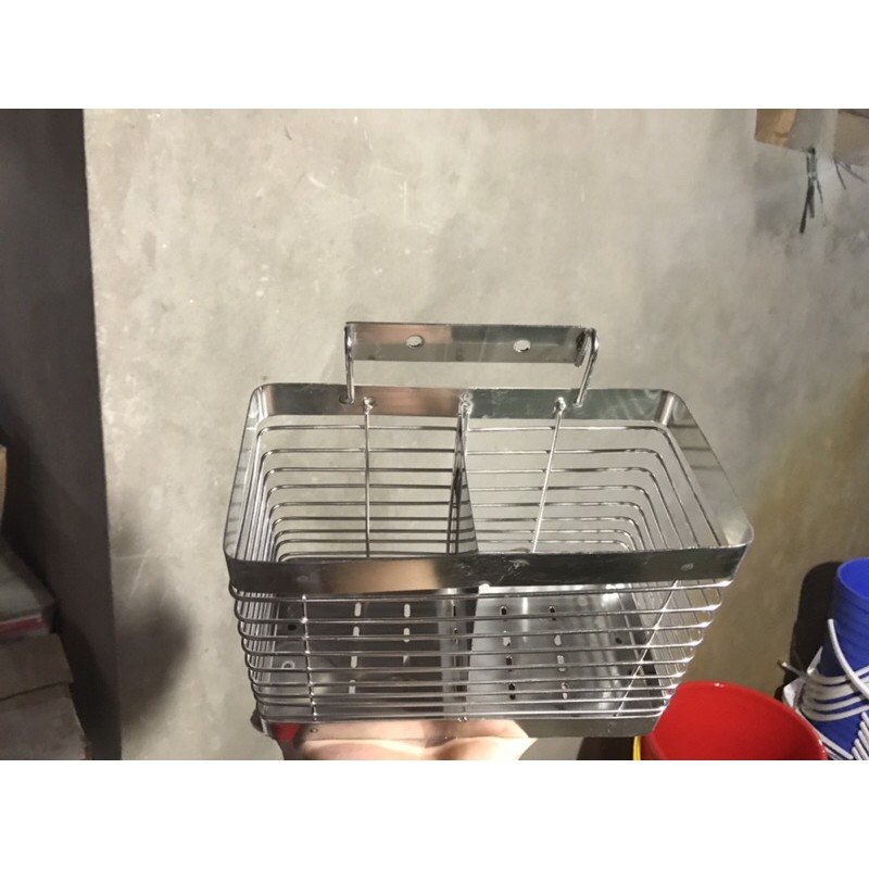 Kệ, trạn úp chén, bát gắn tường inox 2 tầng, ống đũa inox