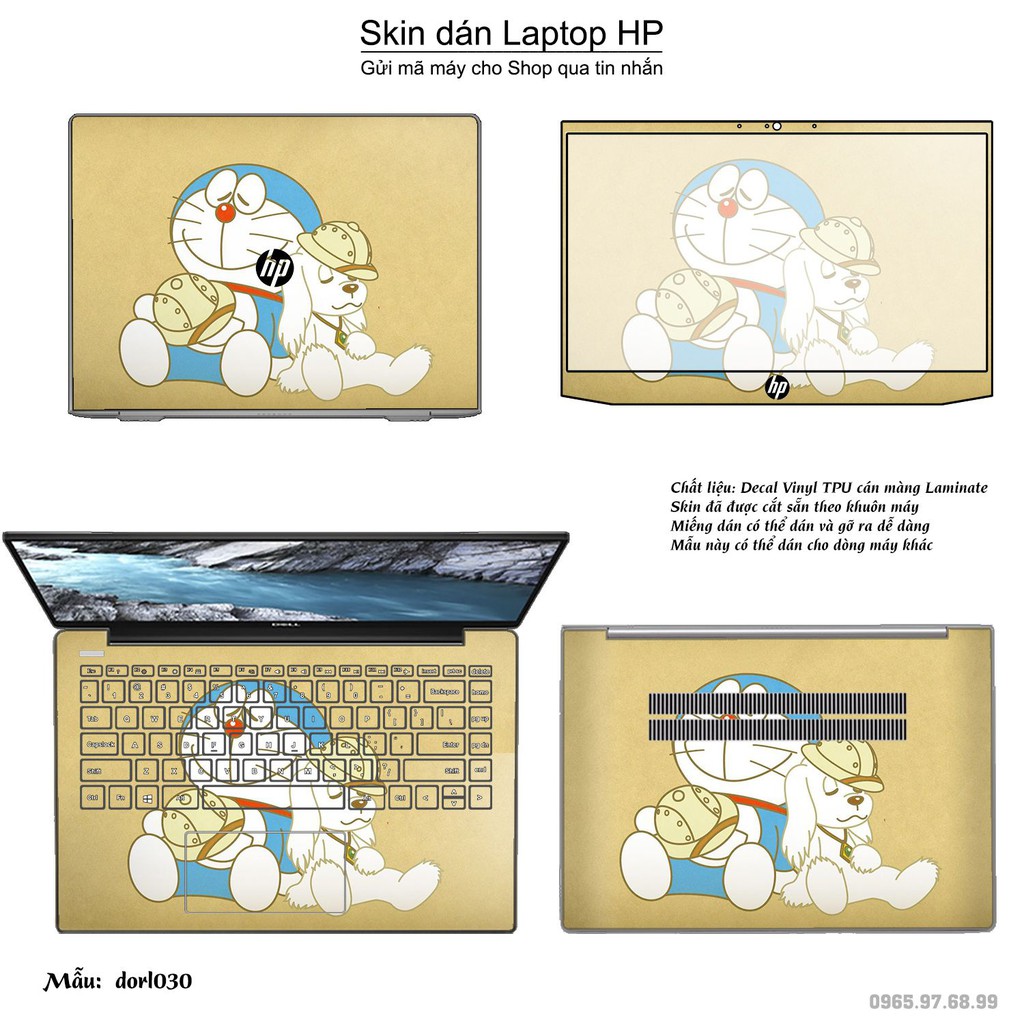 Skin dán Laptop HP in hình Doraemon (inbox mã máy cho Shop)