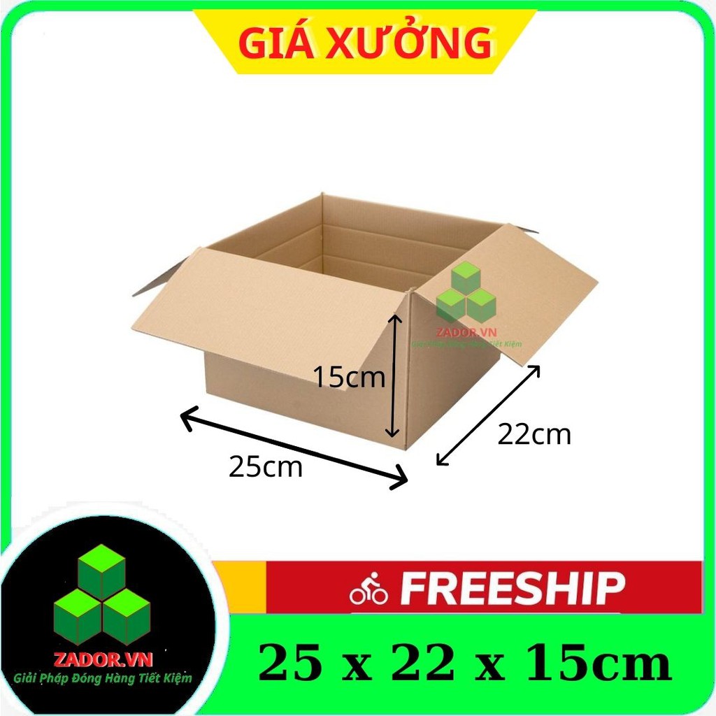 combo 10 hộp carton Size 25x22x15 Thùng Carton Đóng Hàng Zador