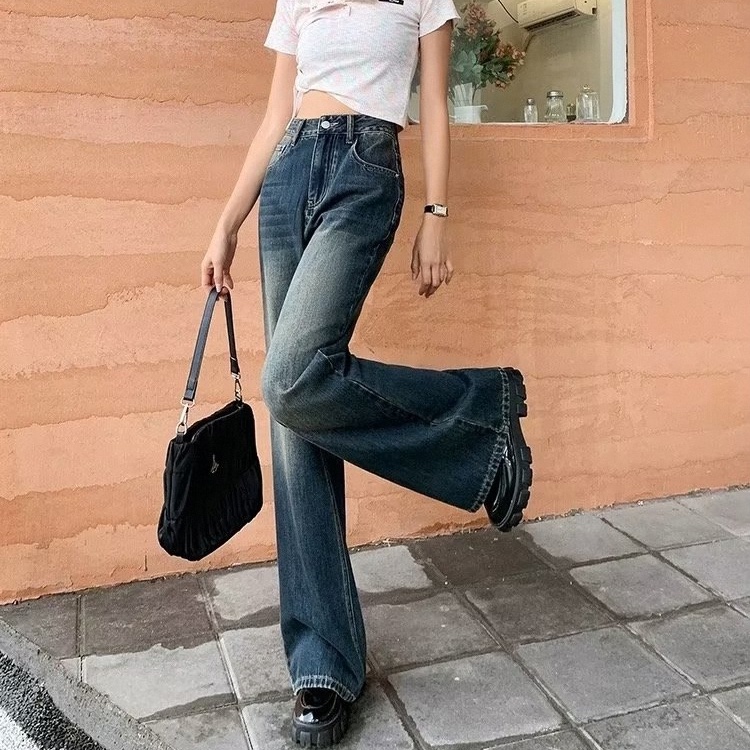 Quần Jeans Nữ Lưng Cao Ống Rộng Thời Trang Hàn Quốc