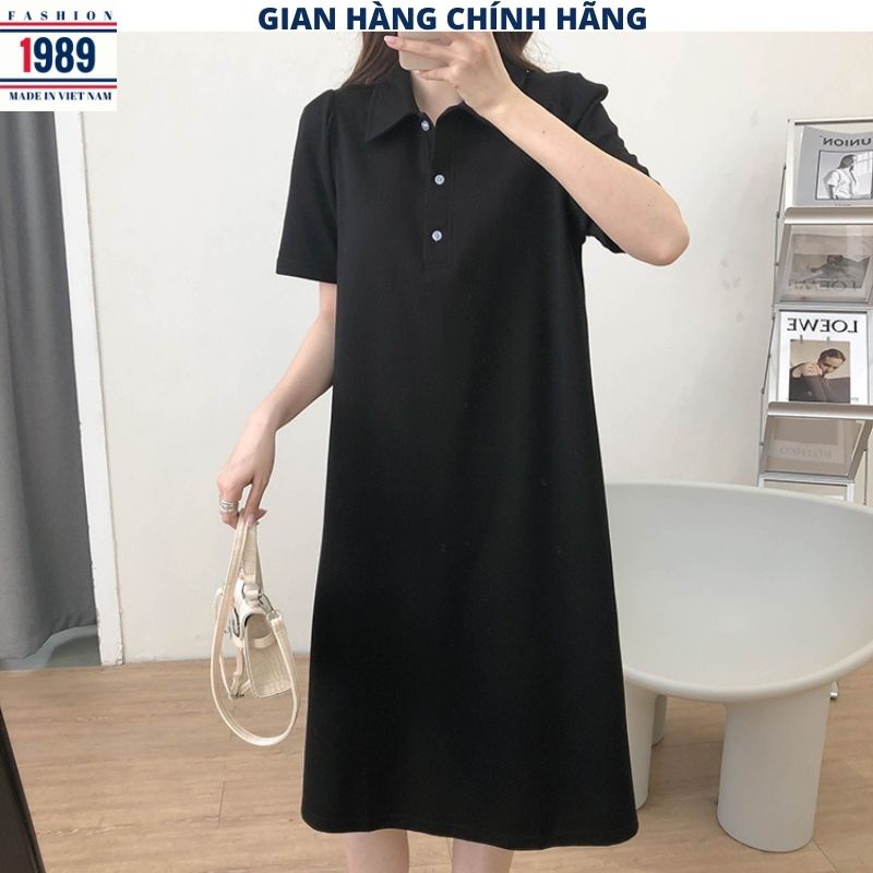 Đầm polo cổ đức dáng suông hàn quốc tiểu thư bánh bèo dễ thương ulzzang chất cottong mát mùa hè -PHƯƠNG VŨ 1989