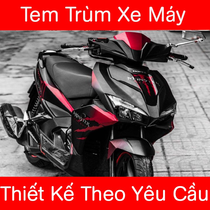 Tem Trùm Air Blade Đen Nhám Đỏ Monster