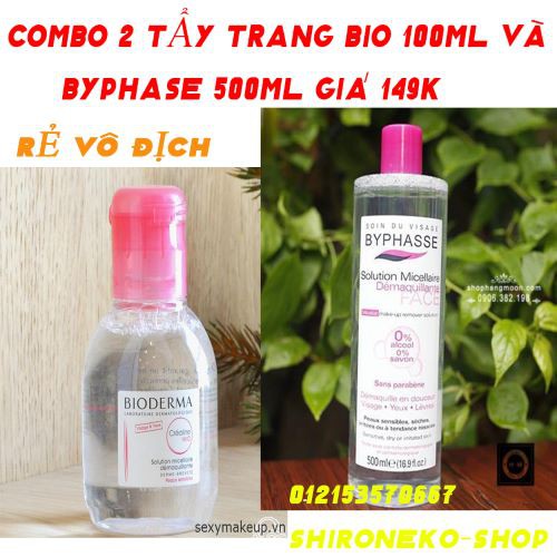 (COMBO) 1 tẩy trang bio 100ml+ 1 tẩy trang byphase 500ml giá 149k -