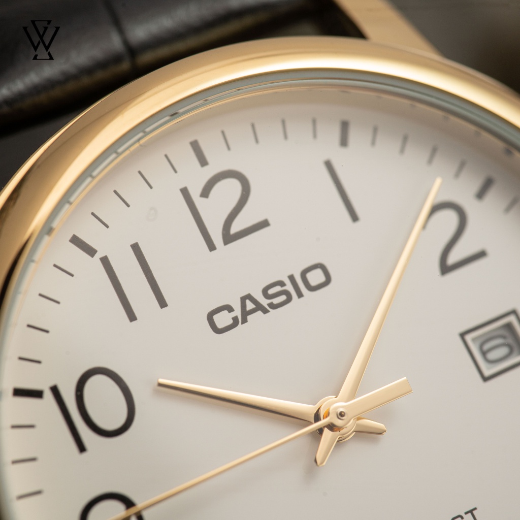 Đồng Hồ Quartz Nam Casio WATCHSTORE MTP-V002GL-7B2 Thiết Kế Kính Khoáng 37mm, Dây Đeo Da Và Vỏ Thép Không Gỉ