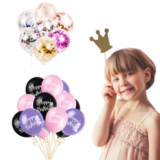 Bong bóng 12 inch họa tiết chữ happy birthday độc đáo nhiều màu sắc trang trí tiệc sinh nhật