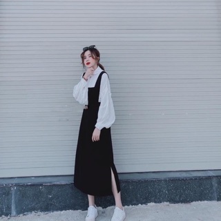 Set áo sơmi + yếm dài