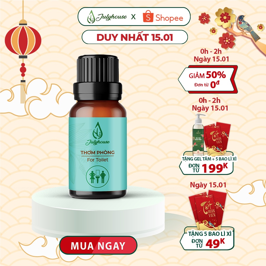 Tinh dầu thơm phòng Nhà vệ sinh 10ml JULYHOUSE kết hợp tinh dầu Quế Lá, tinh dầu Đinh Hương, tinh dầu Đại Hồi