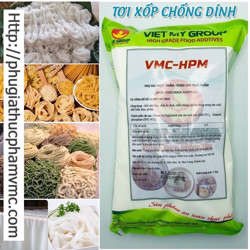 VMC HPM - PHỤ GIA TẠO TƠI XỐP, LÀM BÓNG, CHỐNG DÍNH CHO BÚN, MÌ, PHỞ, BÁNH