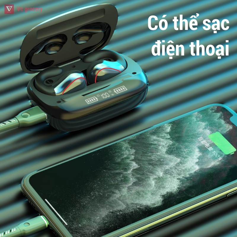 Cao cấp Tai Nghe Bluetooth Không Dây, Dẫn Truyền Xương Giảm Tiếng Ồn Không Đeo Tai, iPhone, Android