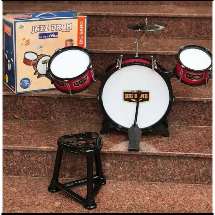 Trống cho bé đồ chơi Jazz Drum bộ 3 trống, 1 chập cheng kèm ghế ngồi 6624A - Đồ khuyến mãi giá tốt