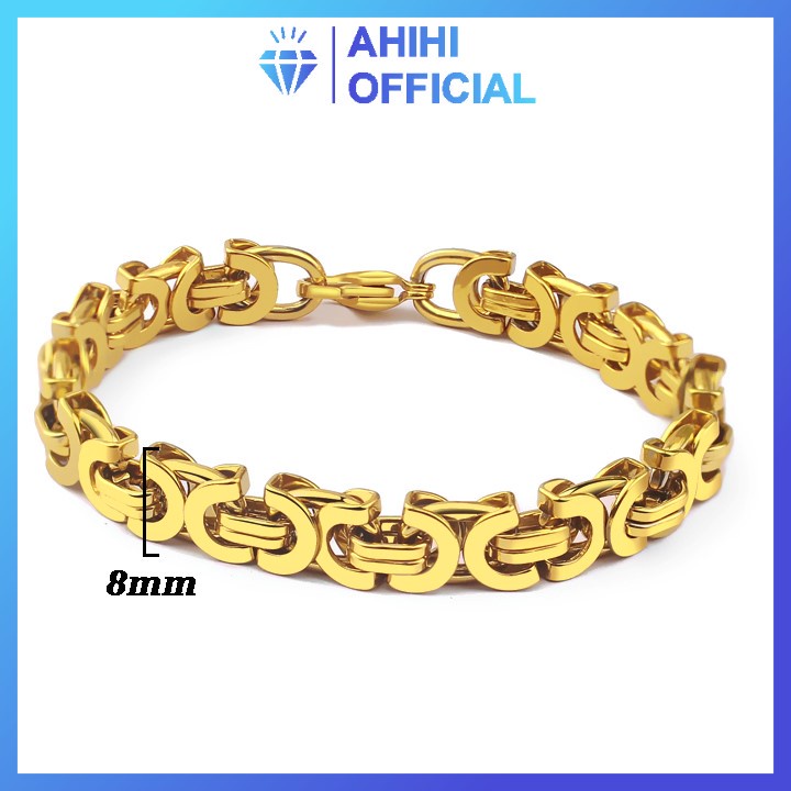 Lắc tay nam inox cao cấp rẻ đẹp hot cá tính titan thép không gỉ ahihi.officialstore kích cỡ 8mm màu mạ vàng PTLTNA04