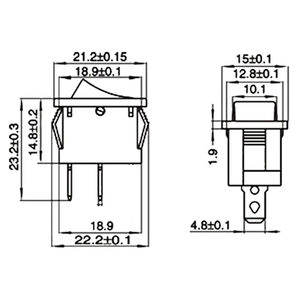 Set 10 Công Tắc Bật / Tắc Điều Khiển Xe Hơi / Tàu Thuyền 250V 3A 2 Pin 10 * 15mm