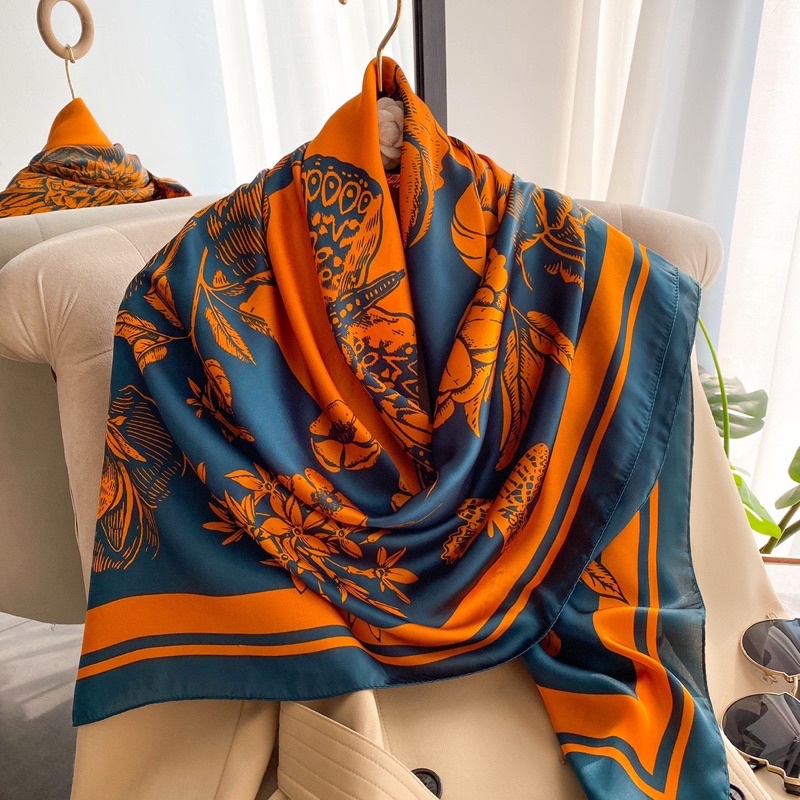 Khăn choàng cổ lụa vuông đa năng cao cấp size 110x110cm