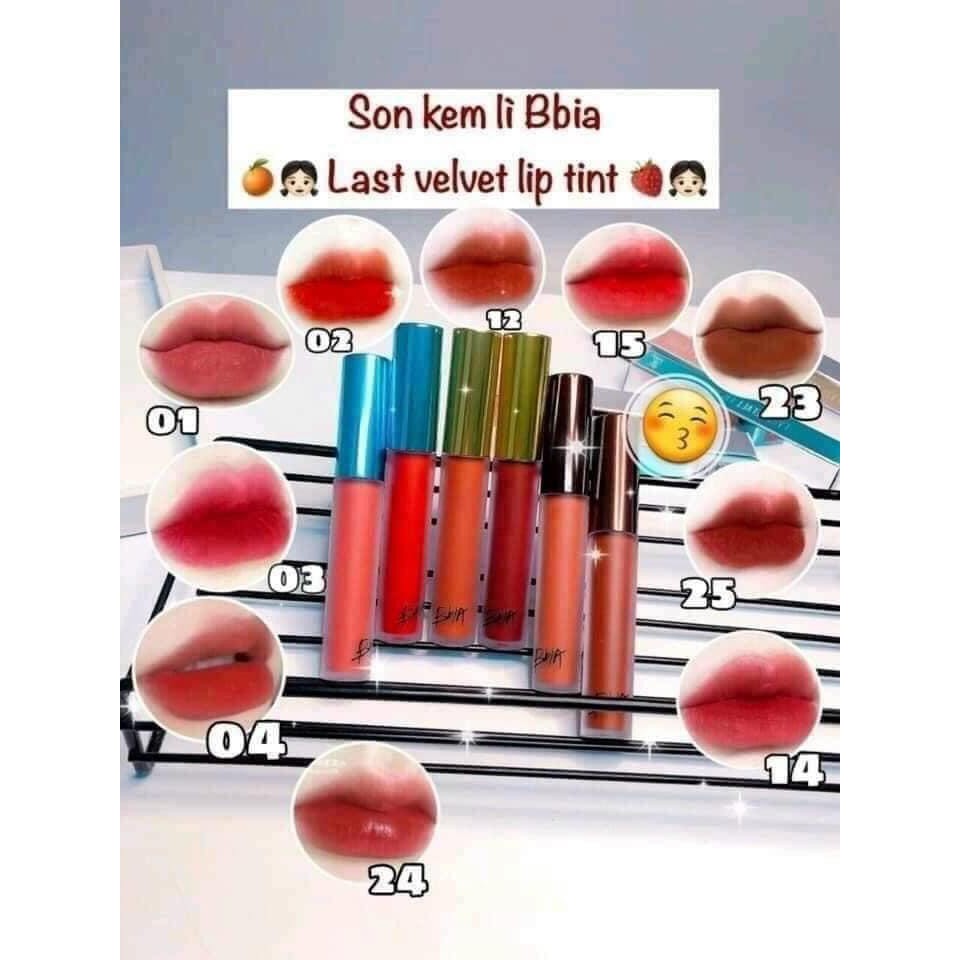 SON KEM LÌ BIBIA LAST VELVET LIP TINT VERSION 1.3.4.5