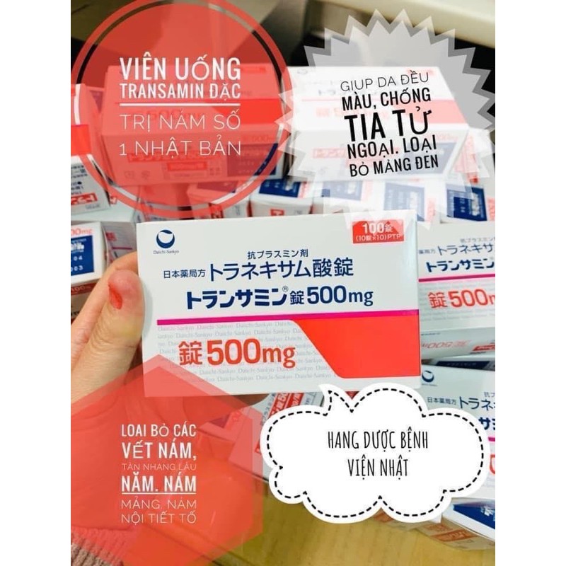 [MÃU MỚI] HOTTransamin_500mg - Viên Uống Trị_Nám, Trắng Da Transamin_500mg Nhật Bản