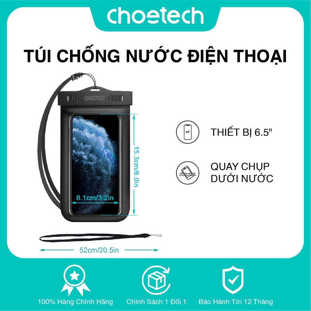 Túi chống nước điện thoại Choetech (WPC007-BK)