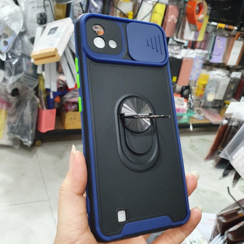 Ốp Realme C20/C11 2021/ Nazo 50i dẻo dày chống sóc tốt,viền ốp màu,nắp trượt bảo vệ camera,iring dựng điện thoại.