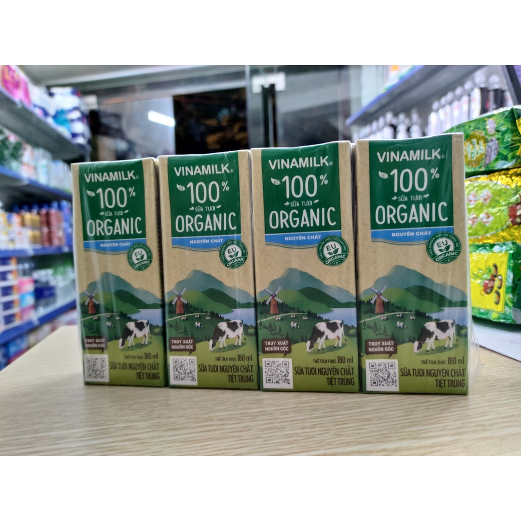 Thùng sữa tươi VINAMILK ORGANIC 180ml - Tốt cho người tiểu đường, ăn kiêng, người cao tuổi